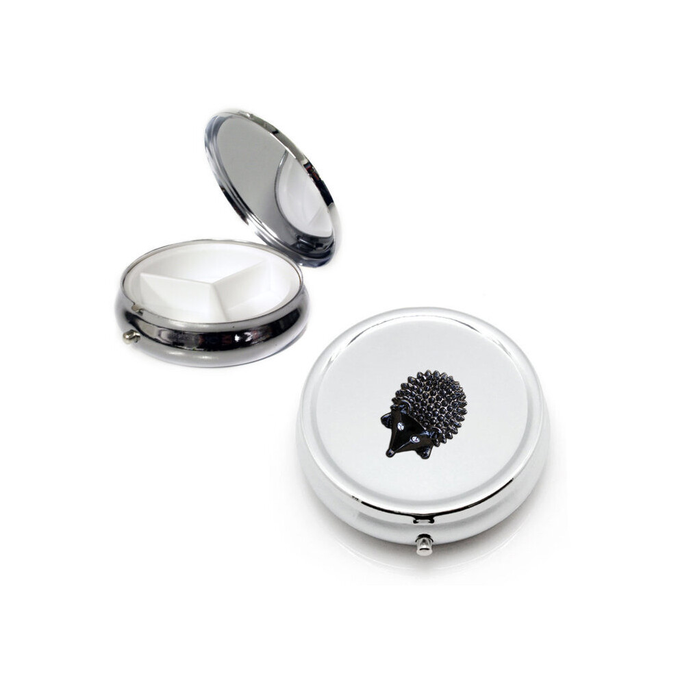 Knight Silver Hedgehog Round Pill Box
