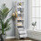 Living And Home (5 Tier) Tall Slim Storage Shelf Beside Table with Lockable Drawer White 2