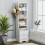 Living And Home (4 Tier) Tall Slim Storage Shelf Beside Table with Lockable Drawer White 1