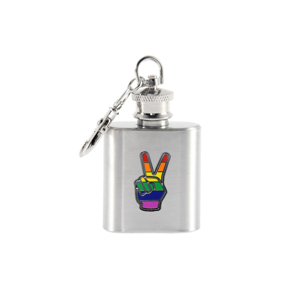 Rainbow peace sign 1oz keyring hip flask-image-OPC-P7SBHHK-NEW