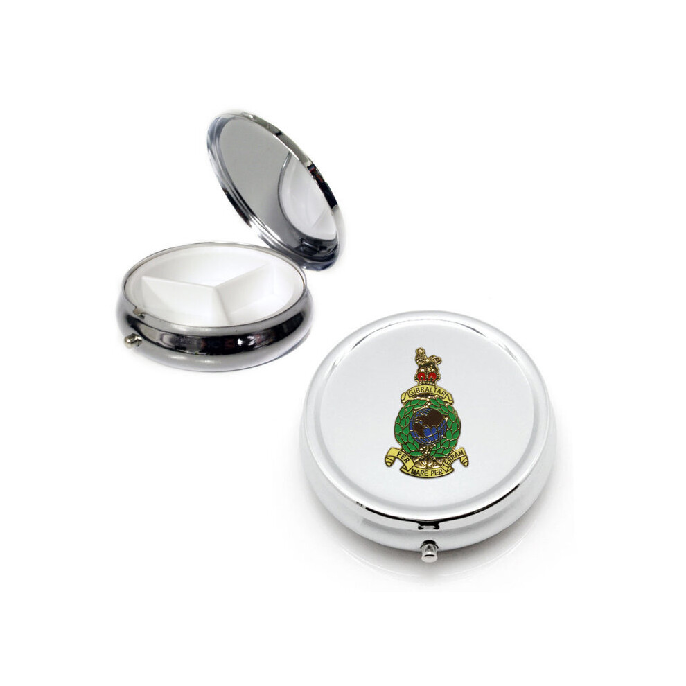 Royal Marines silver round pill box