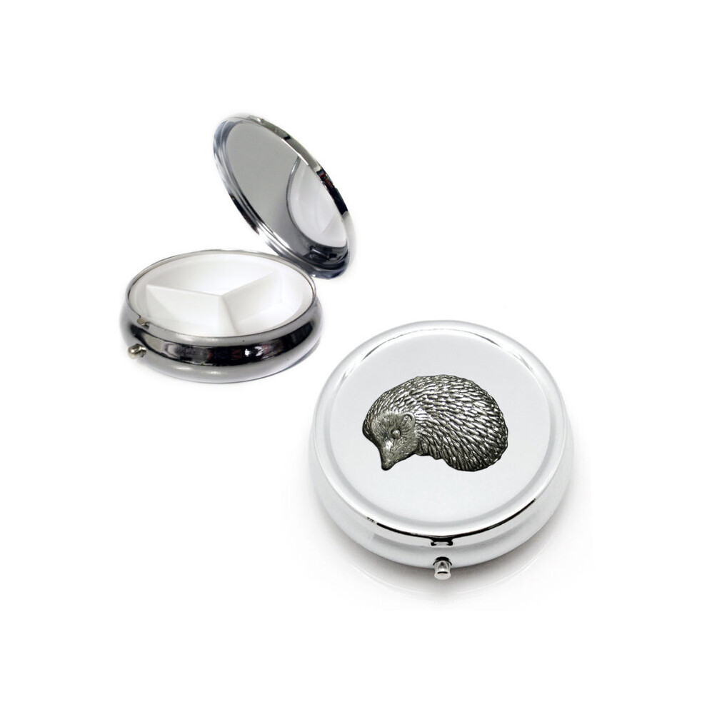 Knight Silver Hedgehog Round Pill Box