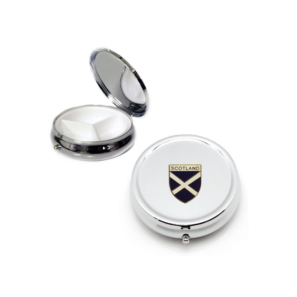 Knight Silver Scotland St Andrew's Cross Round Pill Box