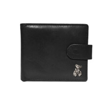 Quality black leather teddy bear wallet