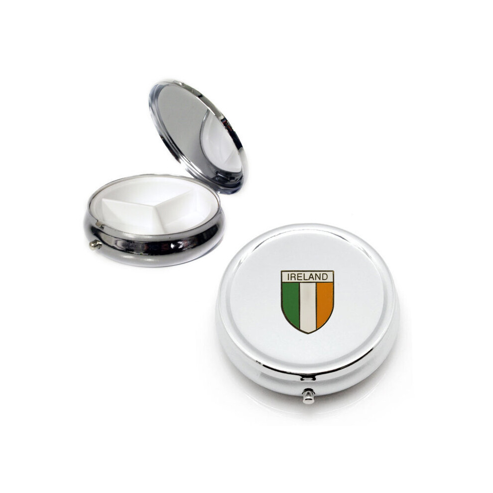 Knight Silver Irish Tricolour Round Pill Box