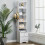 Living And Home (5 Tier) Tall Slim Storage Shelf Beside Table with Lockable Drawer White 1