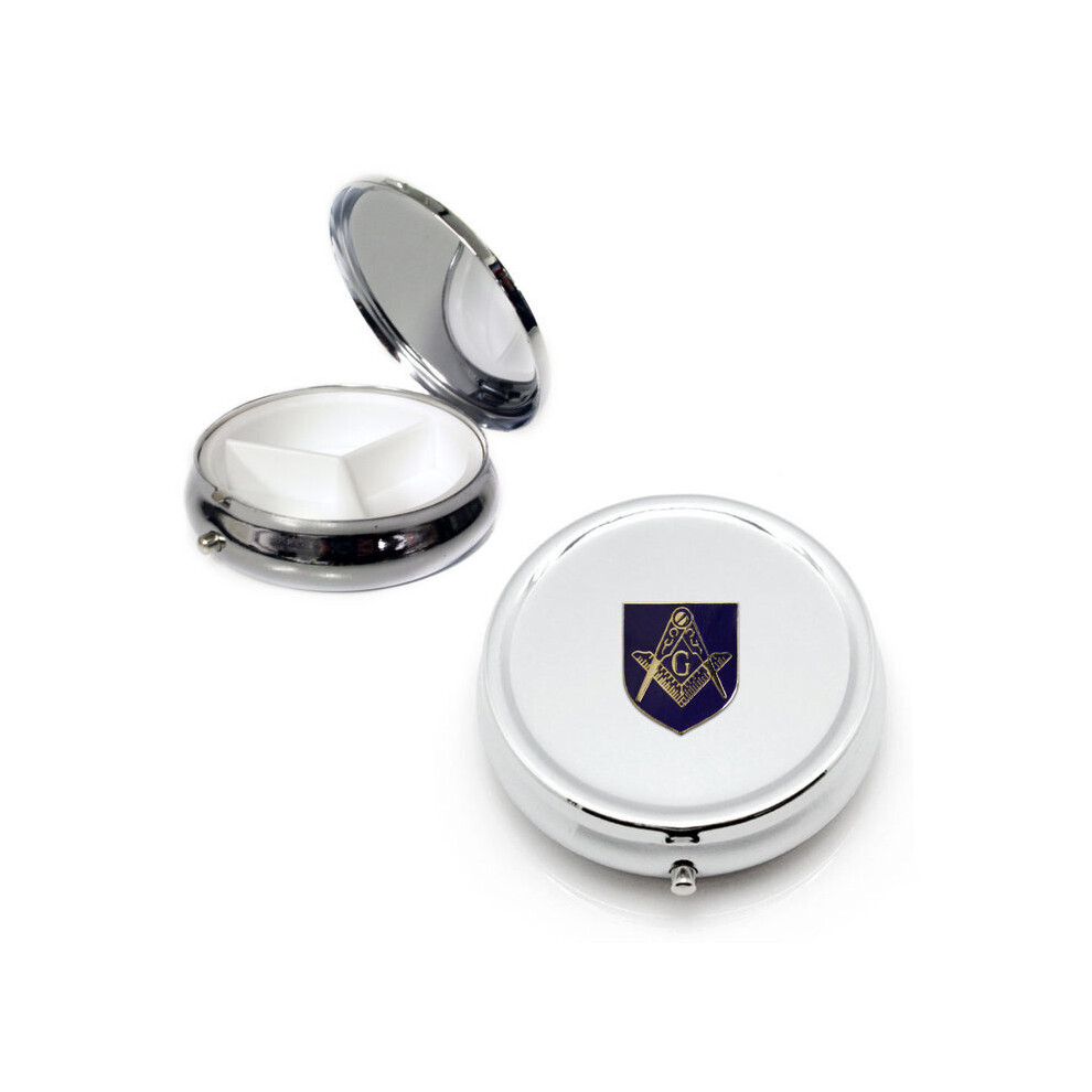 Masonic G silver round pill box