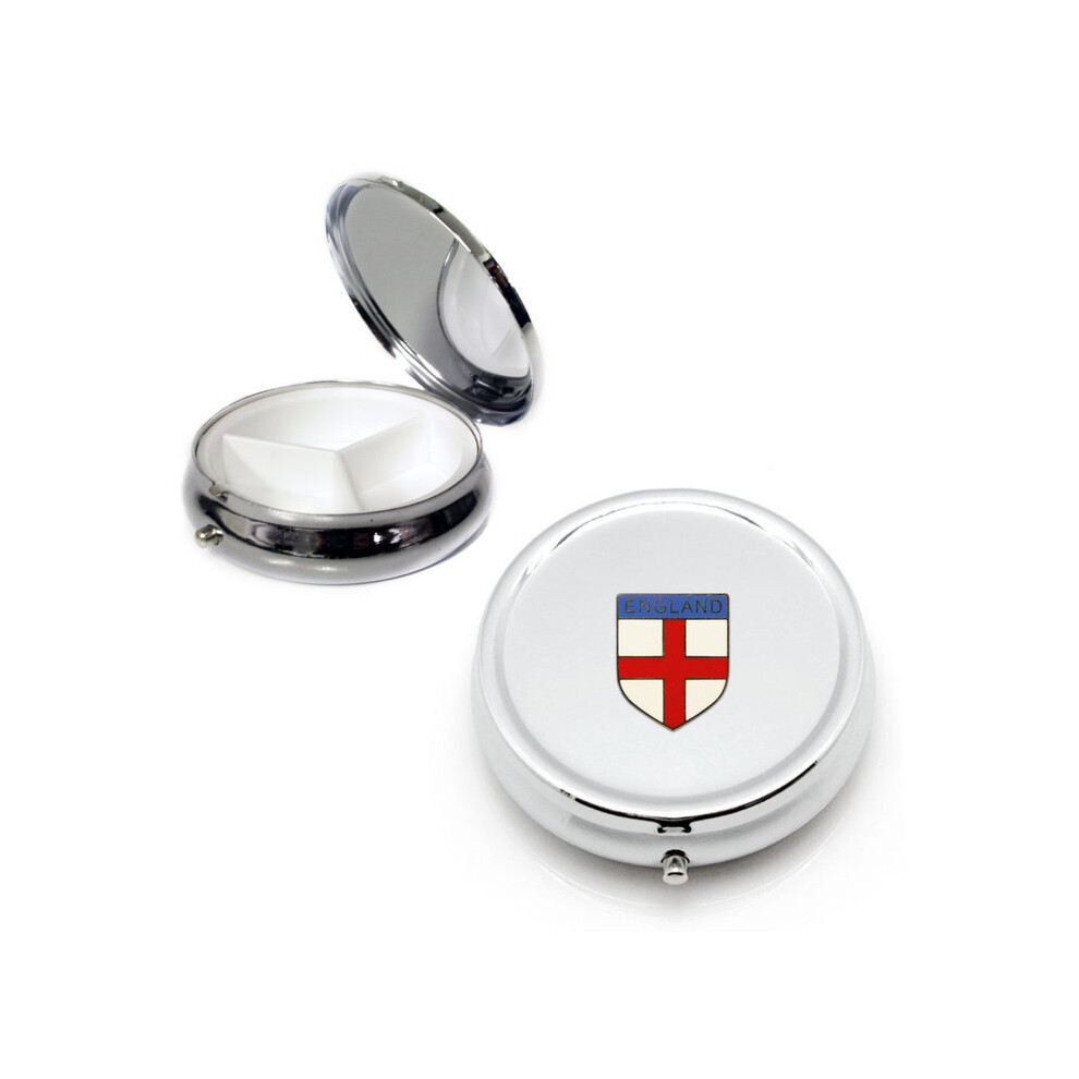 Knight Silver England St George's Cross Round Pill Box