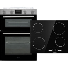 Hisense BI6095CXUK Built In Electric Electric Double Oven and Ceramic Hob Pack - Stainless Steel / Black