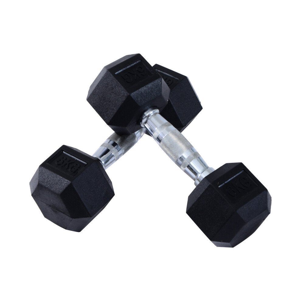 HOMCOM Hexagonal Dumbbells Kit Weight Lifting Exercise for Home Fitness 2x6kg