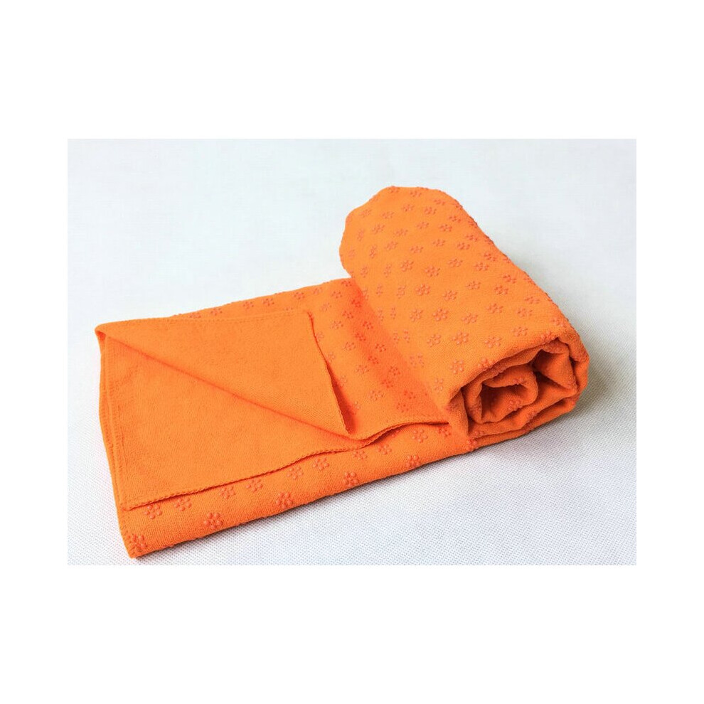 (Orange) 183*63cm Non Slip Yoga Towel Blanket Fitness Free Sweat Absorbent Yoga Mat Towel 