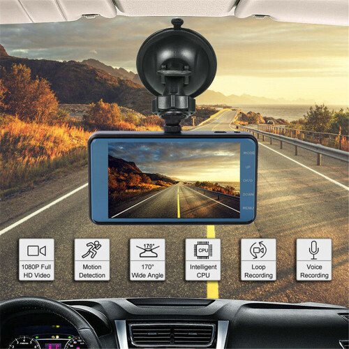 Cámara de salpicadero de 4'' con gran angular de 170, lente dual, pantalla táctil, grabadora para coche 2