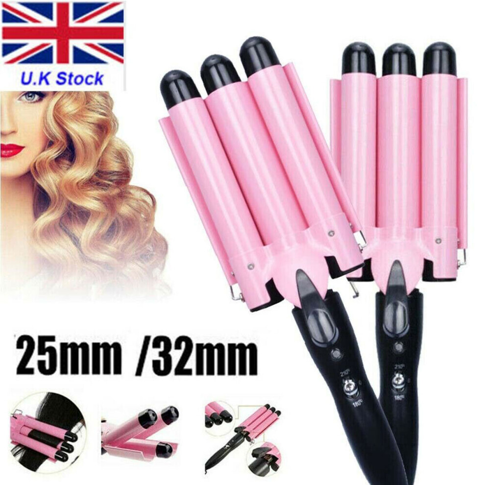 (28MM) Hair Curler 3 Barrel Hair Waver Curling Iron