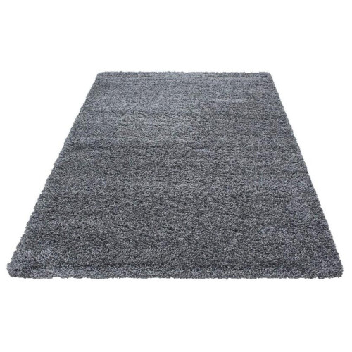 Shag Grey Accent Rug Non-Slip 68 x 114cm Supersoft Polyester 1