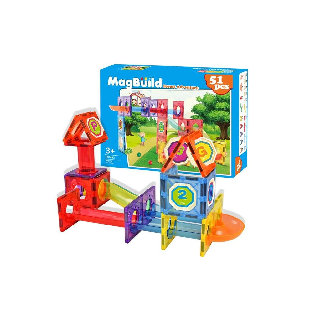 Photos - Construction Toy Zunammy FS1082 Tile Forest Kids Magnetic Building Block Adventure Set - 51 Piece