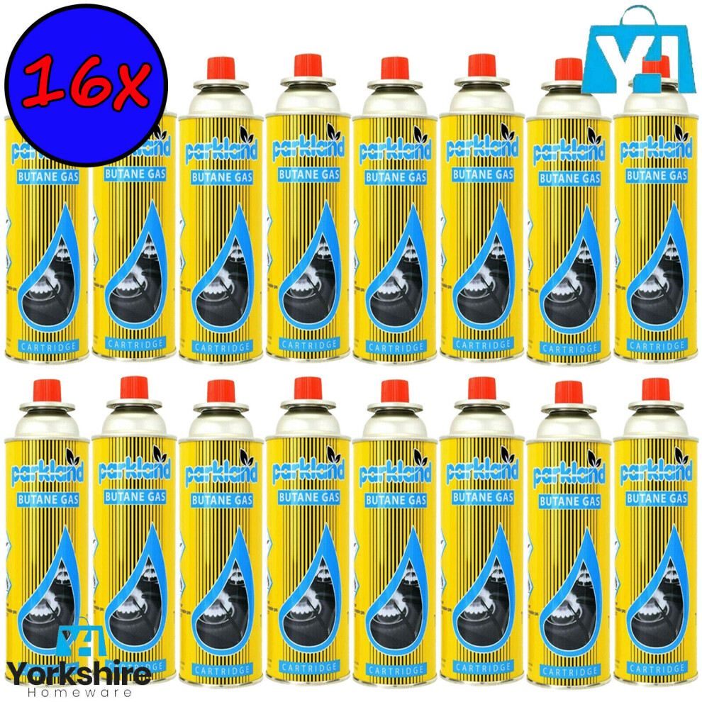 Parkland (Pack Of 16) Butane Gas Canister Bottles Can Portable Heater Cooker Bbq Camping Cooking Stove