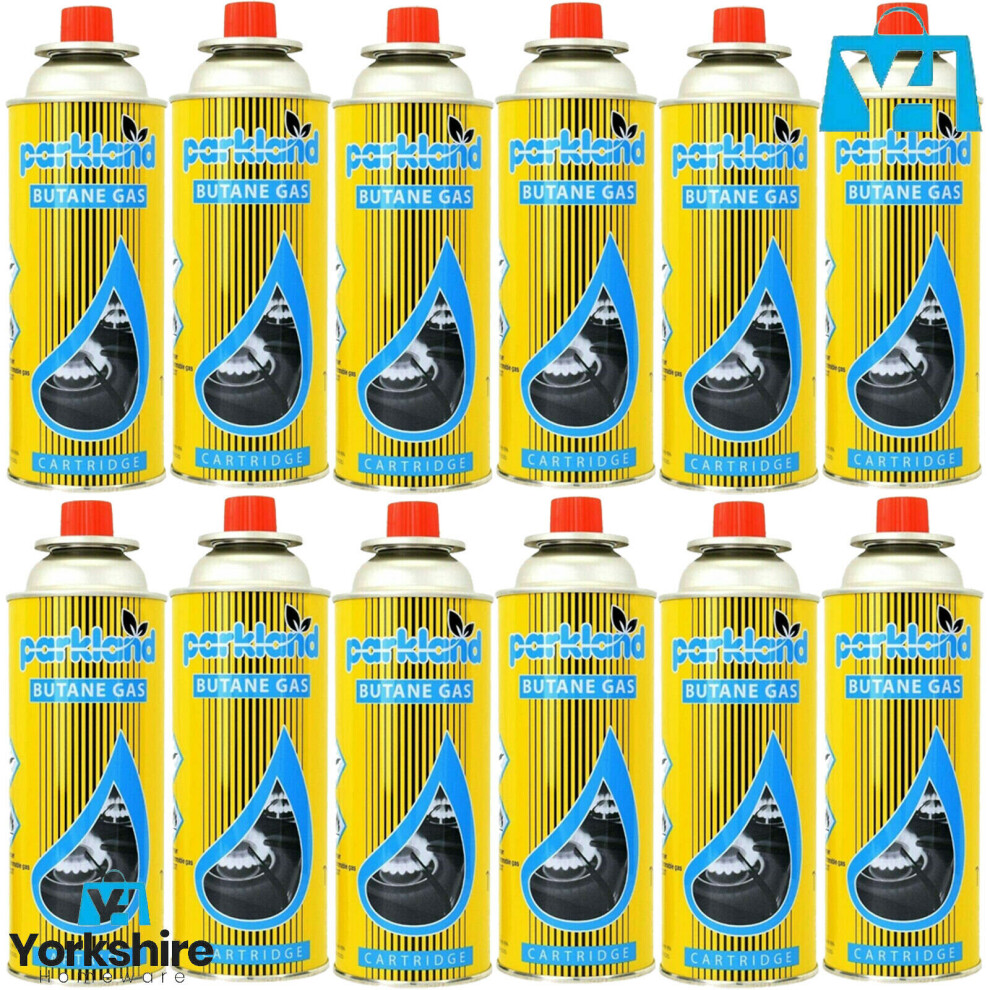 Parkland (Pack Of 12) Butane Gas Canister Bottles Can Portable Heater Cooker Bbq Camping Cooking Stove