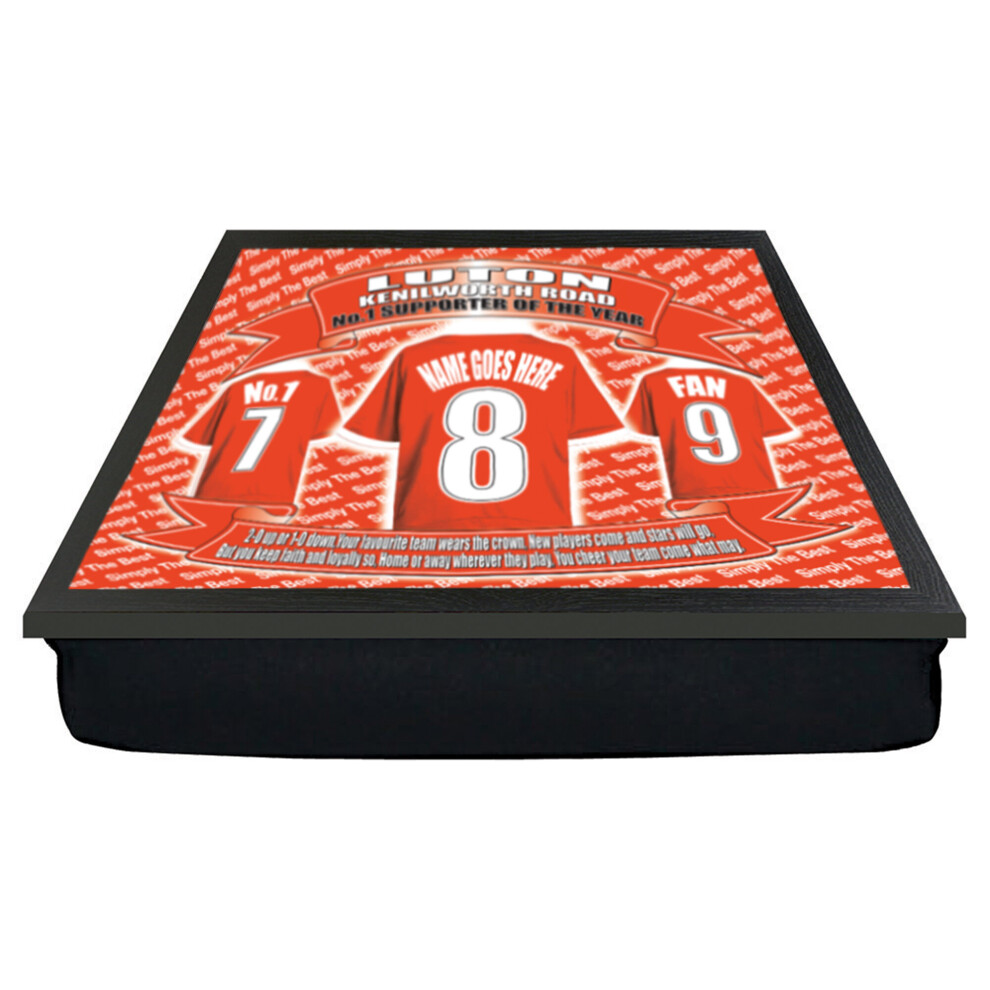 Personalised Luton Cushion Lap Tray Football Shirt Gift