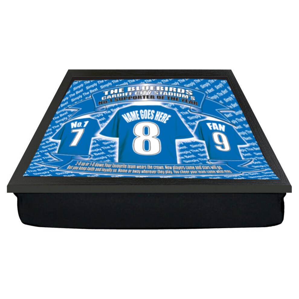 Personalised Cardiff Cushion Lap Tray Football Shirt Gift