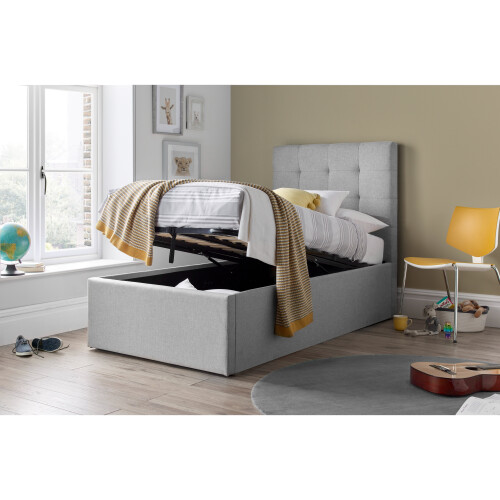 Bedmaster Candice Grey Fabric Ottoman Storage Bed Single