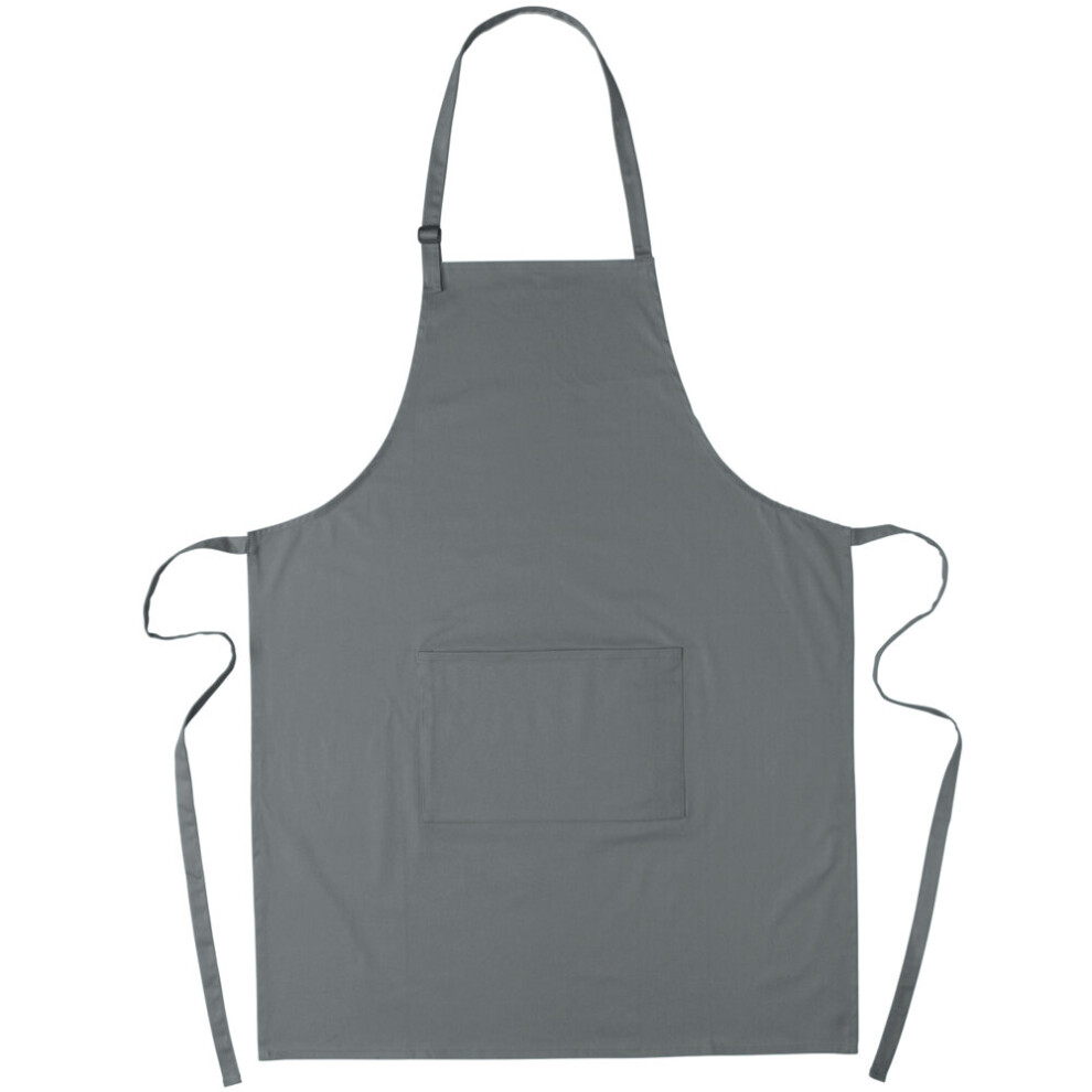 (Grey) 100% Cotton Adjustable Apron Front Pocket Chef