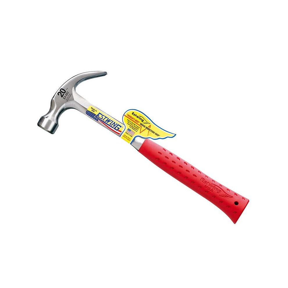 Estwing E3/20C Curved Claw Hammer - Red Vinyl Grip 560g (20oz) E3/20CRED