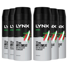 Lynx Africa 72H Anti-Perspirant Body Spray for Men, 6x150ml