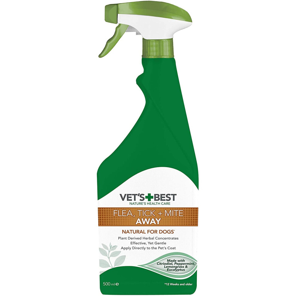 Vet's Best Flea Tick and Mite Flea Treatment Spray for Dogs, 500 ml