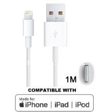 Replacement 1m Apple Lightning to USB Cable - Sync & Charge for iPhone, iPad, iPod, AirPods (White)