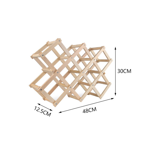 Living And Home (Natural) Wooden 10 Bottles Folding Stand Rack Storage Wine Bottle Display Kitchen 2