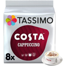 Tassimo Costa Cappuccino Coffee Pods (Pack of 5, Total of 80 Coffee Capsules)