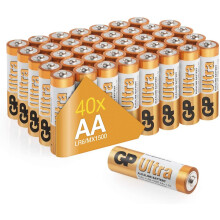 AA Batteries pack of 40 by GP AA Batteries Ultra Alkaline - 10 year shelf life, ideal for everyday hungry devices, long lasting power, anti-