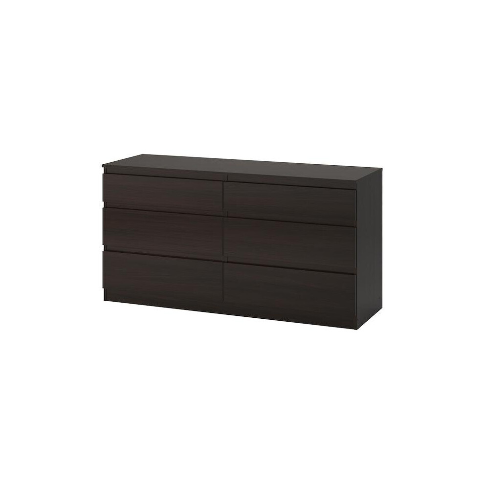 Ikea KULLEN Chest of 6 drawers, black-brown 140x72 cm Brand New