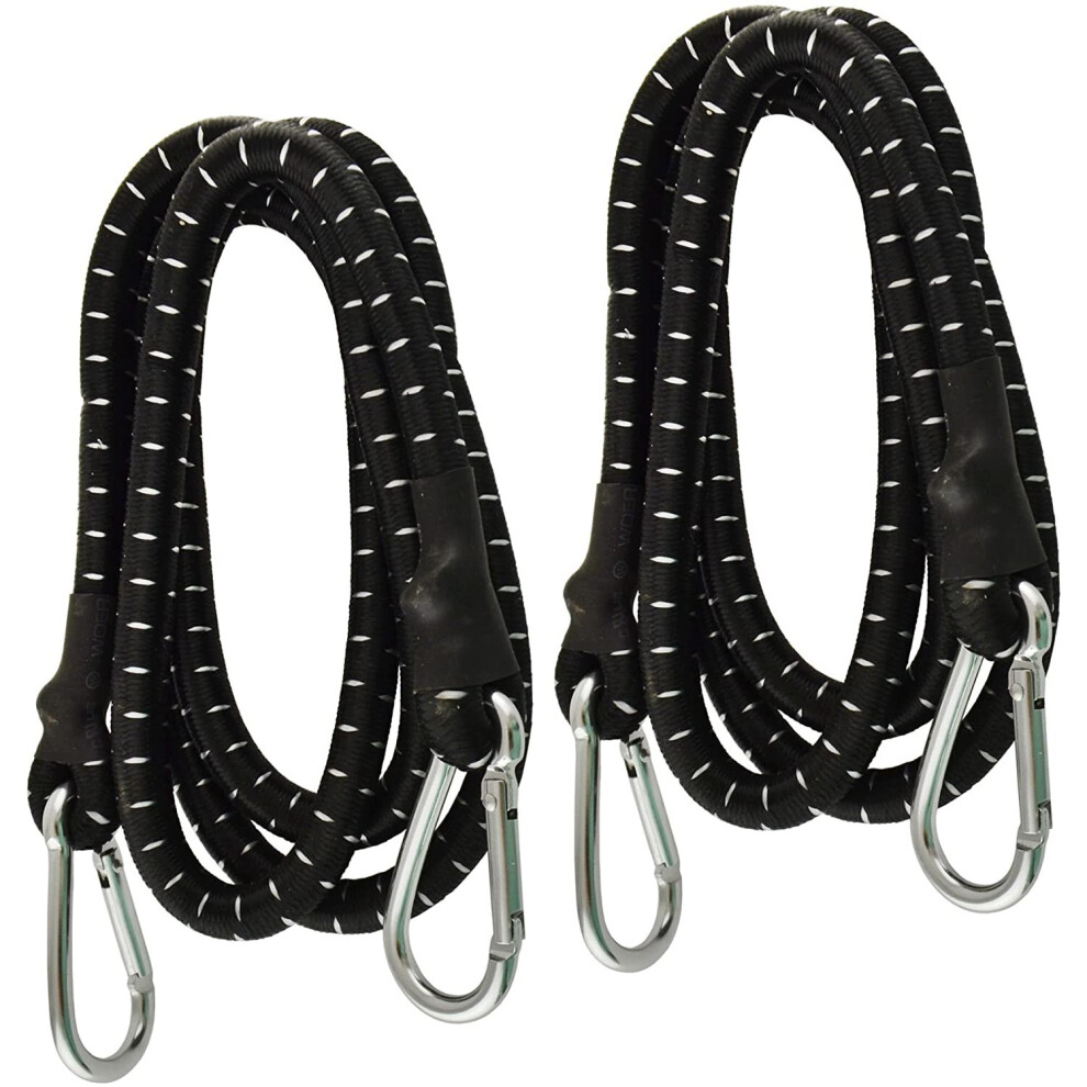 60" Bungee Rope with Carabina Hooks Cords Shock Elastic Clips x 2 TE821