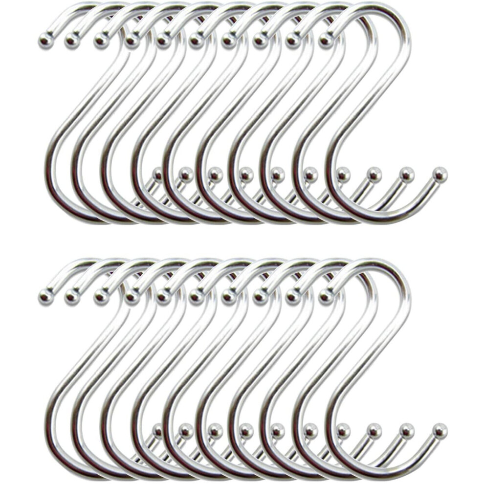 S Hooks,20 Pack Kitchen Hooks S Hooks for Hanging Metal Hanging Hooks Stainless Steel Plant Hooks Hangers for Garden Kitchen Medium