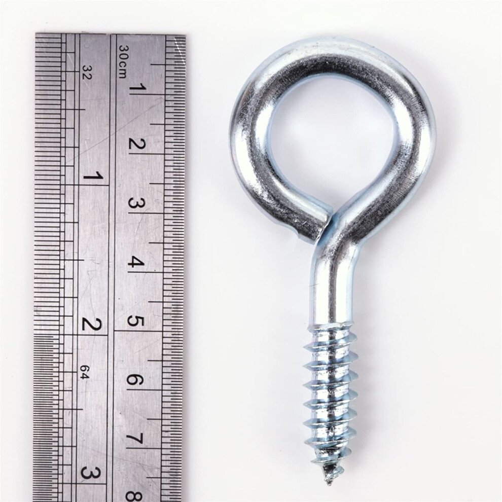 10x Screw in Eyes Large 75mm Heavy Duty BZP Metal