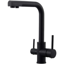 3 Way Water Filter Taps Stainless Steel Swivel Spout Pure Drinking Water Kitchen Sink Mixer Tap Matte Black, DT15K