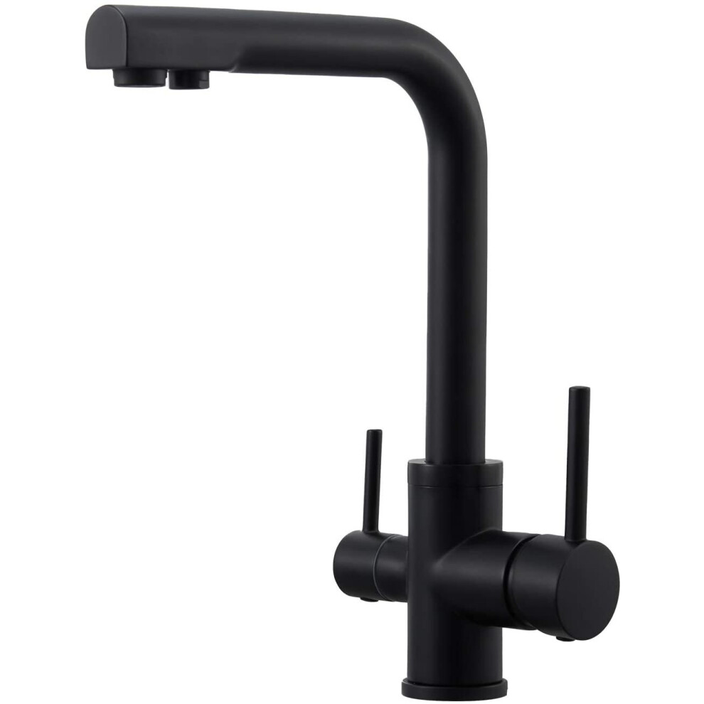 3 Way Water Filter Taps Stainless Steel Swivel Spout Pure Drinking Water Kitchen Sink Mixer Tap Matte Black, DT15K