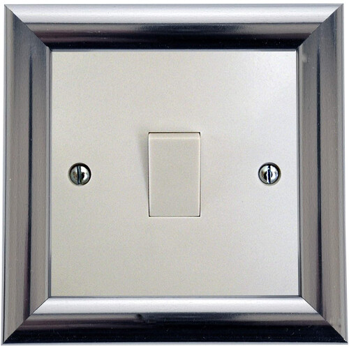Switch Surround Frame Cover Finger Plate Contemporary Satin Chrome Silver Effect