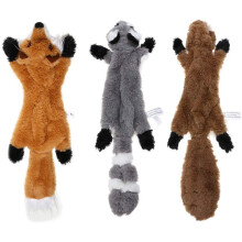 Stuffingless Dog Toy, Stuffing Free Dog Chew Toys Set with Squirrel Raccoon and Fox Squeaky Plush Dog Toys for Small and Medium Dogs - 3 Pac