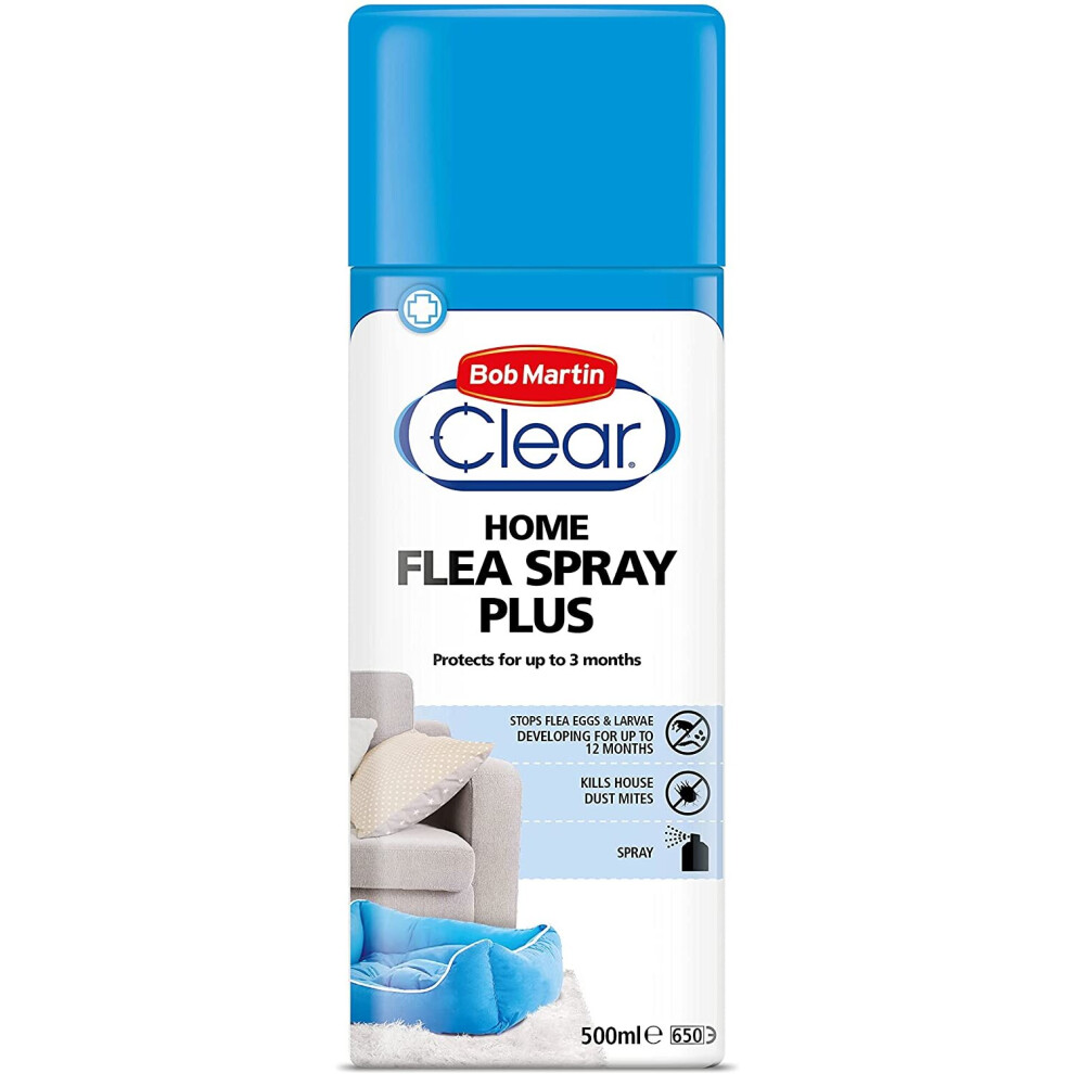 Bob Martin Clear | Flea Spray for the Home | Kills Fleas, Ticks & Dust Mites | Fast Effective Household Treatment (500 ml)