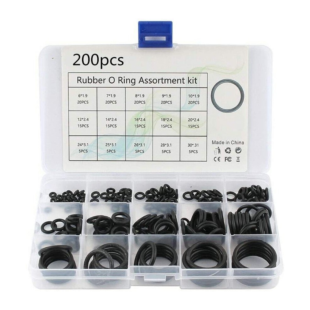 200PCS O-Ring Gasket kit Rubber Washer Seals Assortment Set Electrical Gasket Ring for Plumbing Washer Seal & Auto Quick Repair