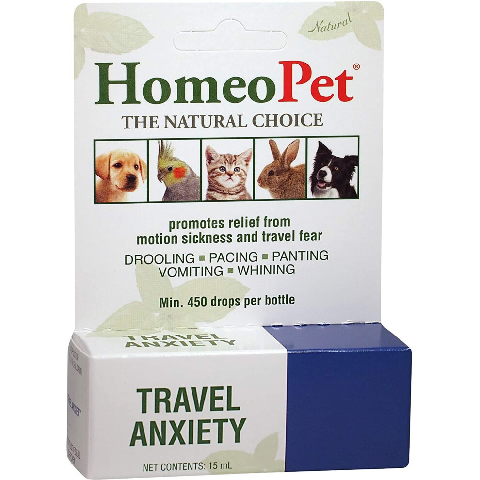 HomeoPet TRAVEL ANXIETY - 100% Natural Pet Medicine. Fear of travel and visually induced motion sickness for dogs cats rabbits birds. For pe
