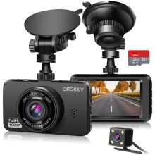 ORSKEY Dual Dash Cam Front & Rear 1080P 170 Wide, Sony Sensor, SD Card Included, Loop Recording & G-Sensor