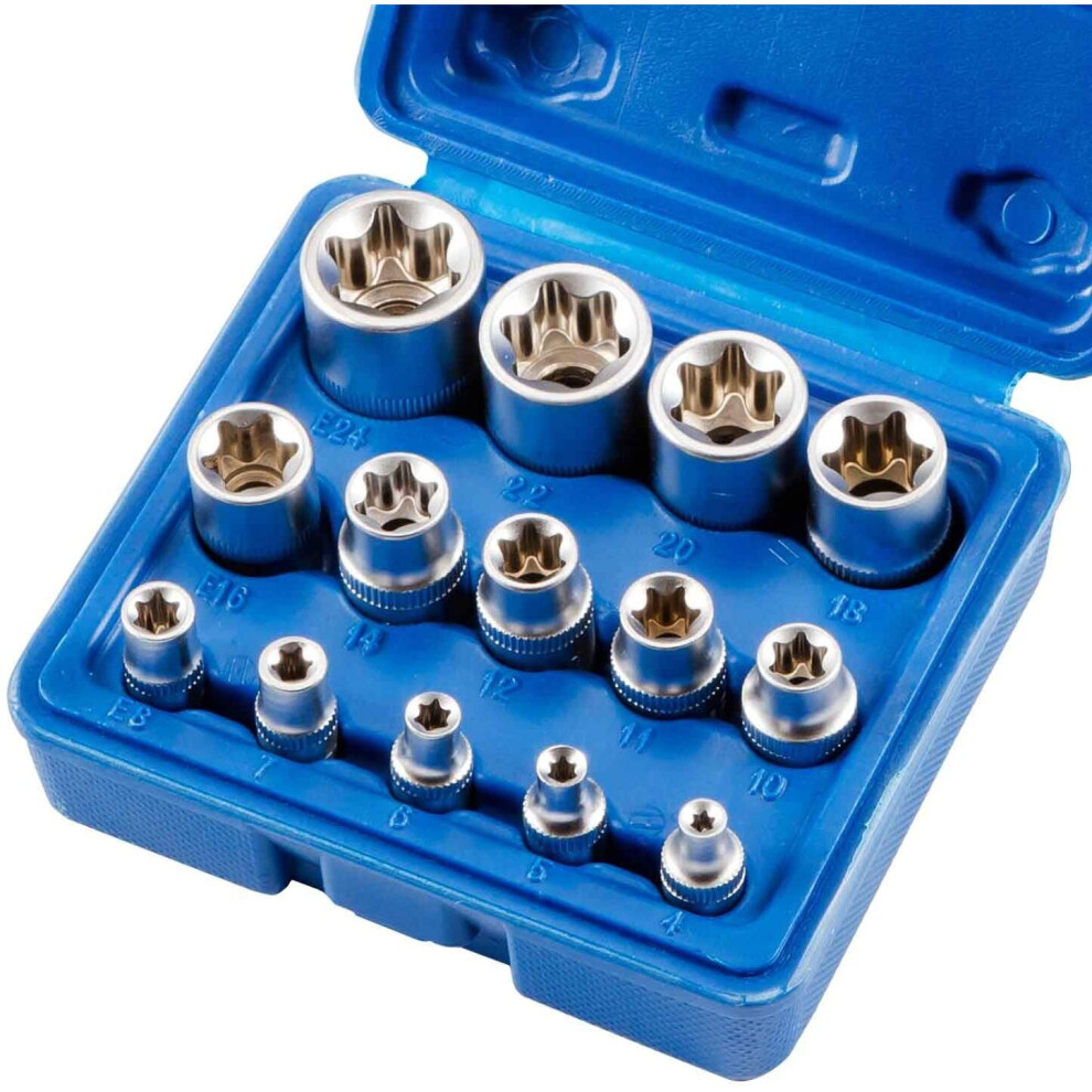 Female E Star Torx Socket Set E4-E24 E-Torx External Hex Socket Insert Nut 14Pcs 3359145808857