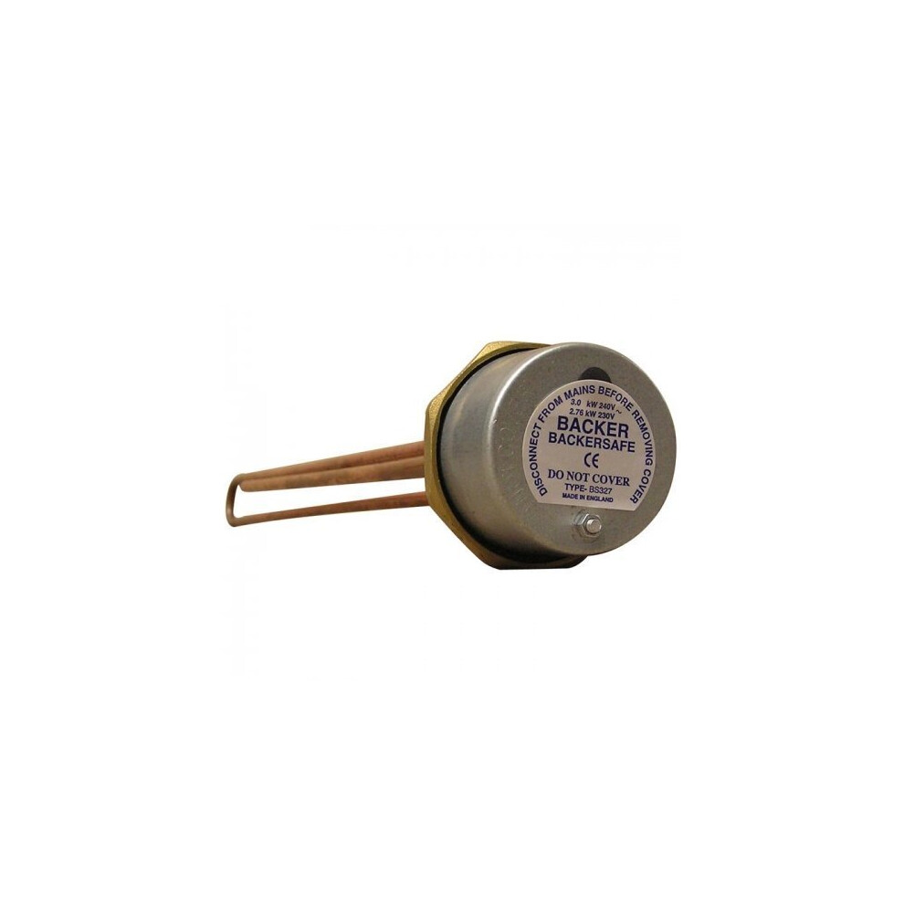 Backer 14" Immersion Water Heater with Thermostat & Safety Cut Out 3kW Copper Element