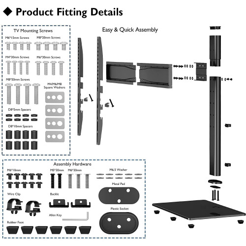 BONTEC Universal Table Top Pedestal TV Stand with Bracket for 3265