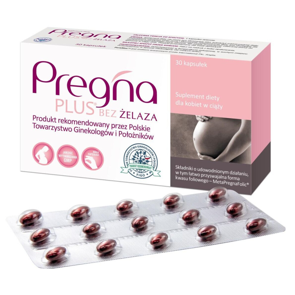 Pregna Plus Bez Å»elaza, dla kobiet w ciÄÅ¼y, Without Iron, for pregnant women, 30 caps