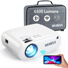 WiMiUS WiFi Bluetooth Projector 6500 Lumen, 2021 Professional Portable Projector Full HD 1080P Supported, Wireless Mirroring 250" Projector