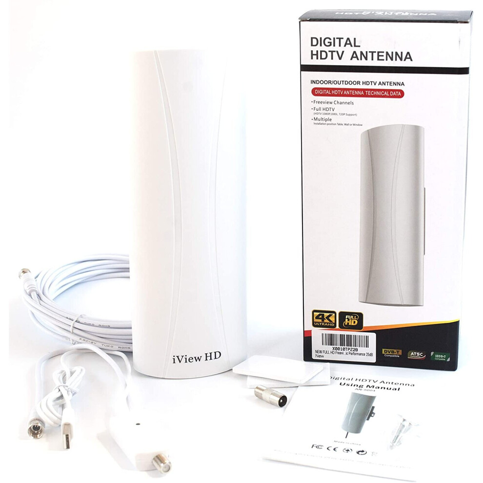 NEW FULL HD Freeview Amplified Digital TV Aerial Antenna For Outdoor & Indoor use 4K 1080P HD/VHF/UHF Channels For Built-in Tuner Home Telev